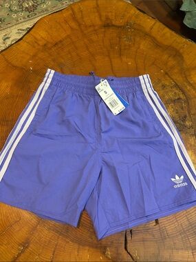 Adidas Men’s Purple Athletic Sprinter Shorts White 3-Stripe Semi Cobalt Blue NWT